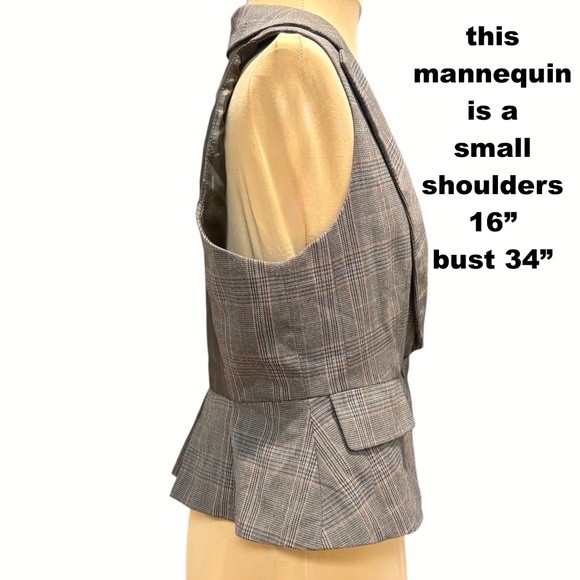 vest NEW YORK & COMPANY 2 vintage peplum brown tweed academia steampunk - Picture 6 of 14